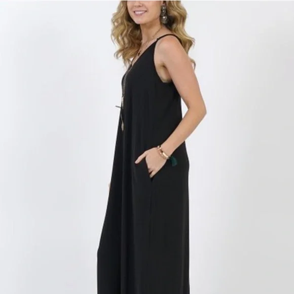 2X•Bebe Zen Black Maxi Dress With Pockets - Picture 5 of 12